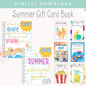 Livre de cartes-cadeaux d'été imprimable | Cadeaux d'été pour enseignants | Cadeaux universitaires d'été | Cadeaux pour les enfants pour l'été | Aventures d'été