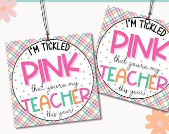 I'm Tickled roze leraar-cadeaukaartjes | Week van de waardering voor leraren | Docent, bedankt | Cadeaukaartjes voor leraar einde schooljaar