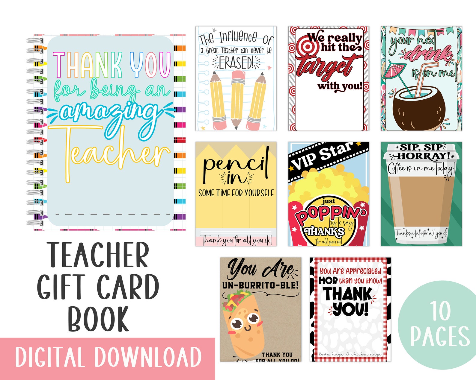 Printable Teacher Gift Card Book | Teacher Appreciation Gift | Back to ...