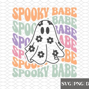 Spooky Babe SVG | Pastel Halloween SVG | Cute Halloween | Retro Floral Ghost | Spooky Season | Daisy Ghost | Retro Halloween Flower Ghost