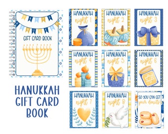 Printable Happy Hanukkah Gift Card Book | 8 Nights of Hanukkah Gifts | Holiday Gift | Chanukkah