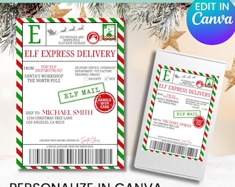 Elf Shipping Label | North Pole Delivery Tags | Santa Mail | Official Santa Delivery Tag | North Pole Sticker | Elf Arrival Package
