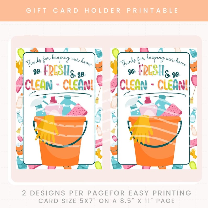 Printable Housekeeper Gift | Maid Gift Card Holder | Housekeeper ...