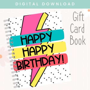Libro de tarjetas de regalo de cumpleaños imprimible / Regalos de cumpleaños para adolescentes / Regalos de cumpleaños para adultos / Libro de tarjetas de regalo / Álbum de fotos de tarjetas de regalo