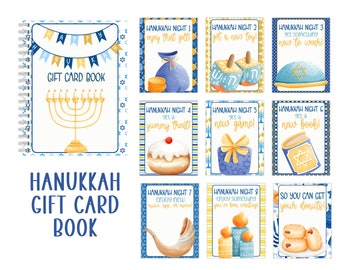 Printable Happy Hanukkah Gift Card Book | 8 Nights of Hanukkah Gifts | Holiday Gift | Chanukkah