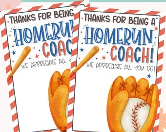 Printable Baseball Coach Gift Card Holder | Coach Appreciation Gift | Baseball Coach Gift | End of Season Gift | Game Day Gift
