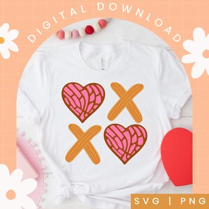 Saint-Valentin Concha Churro XOXO SVG | Pain mexicain de la Saint-Valentin SVG | Concha de la Saint-Valentin svg | Svg de pain sucré mexicain