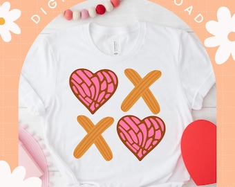 Valentine Concha Churro XOXO SVG | Valentine's Day Mexican Bread SVG | Valentine's Day Concha svg | Mexican Sweet Bread svg