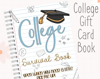 Printable College Gift Card Book | College Gift Card Photo Album Pages | Graduation Gift | College Drop Off Gift