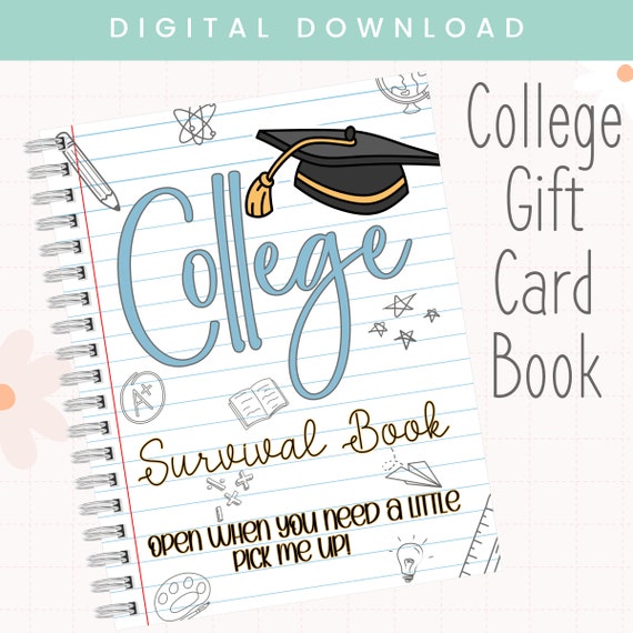 Printable College Gift Card Book | College Gift Card Photo Album Pages | Graduation Gift | College Drop Off Gift
