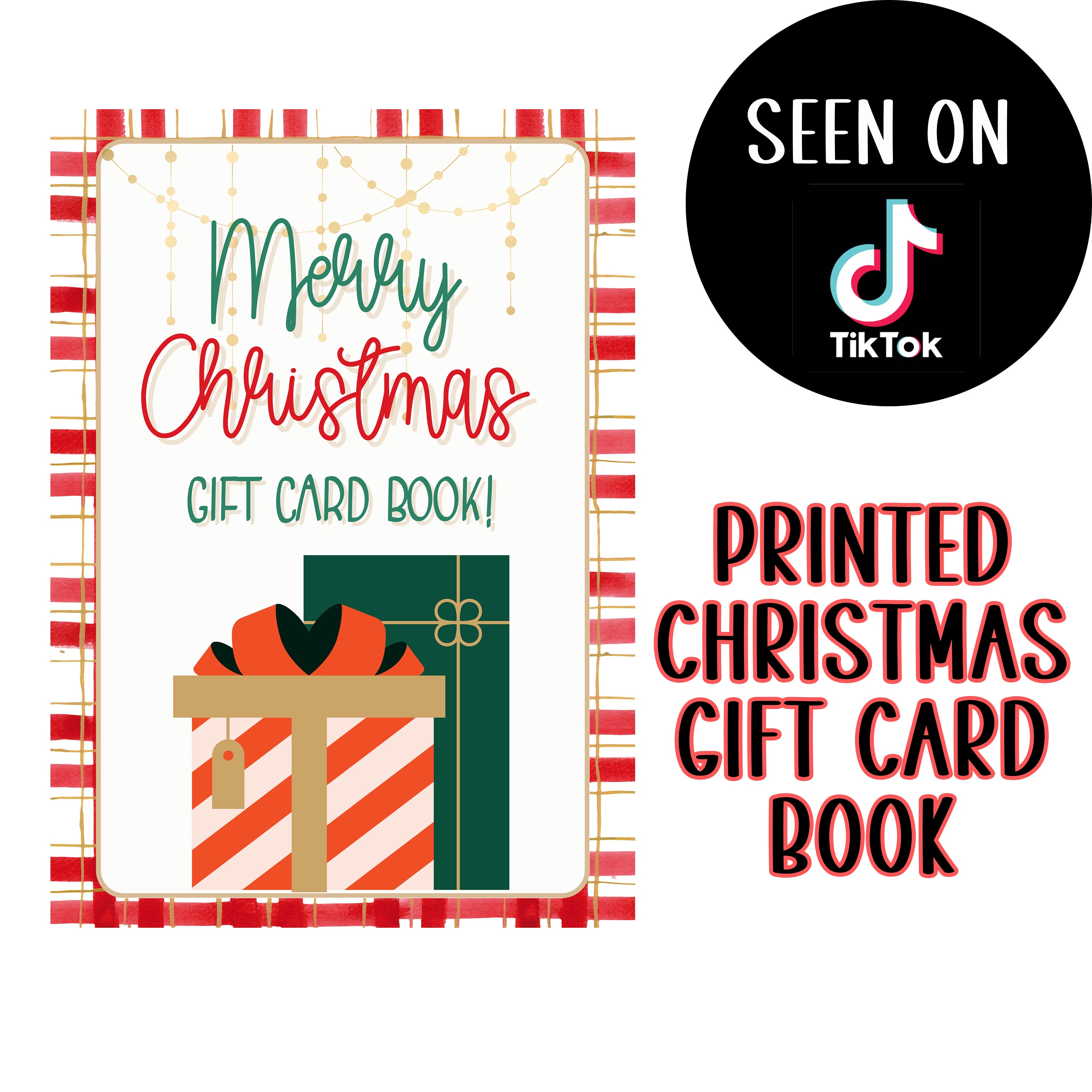 Printed Christmas Gift Card Book Christmas Gift Card Holder College Gift  Christmas Gift for Adults & Teenagers Christmas Gift Ideas 