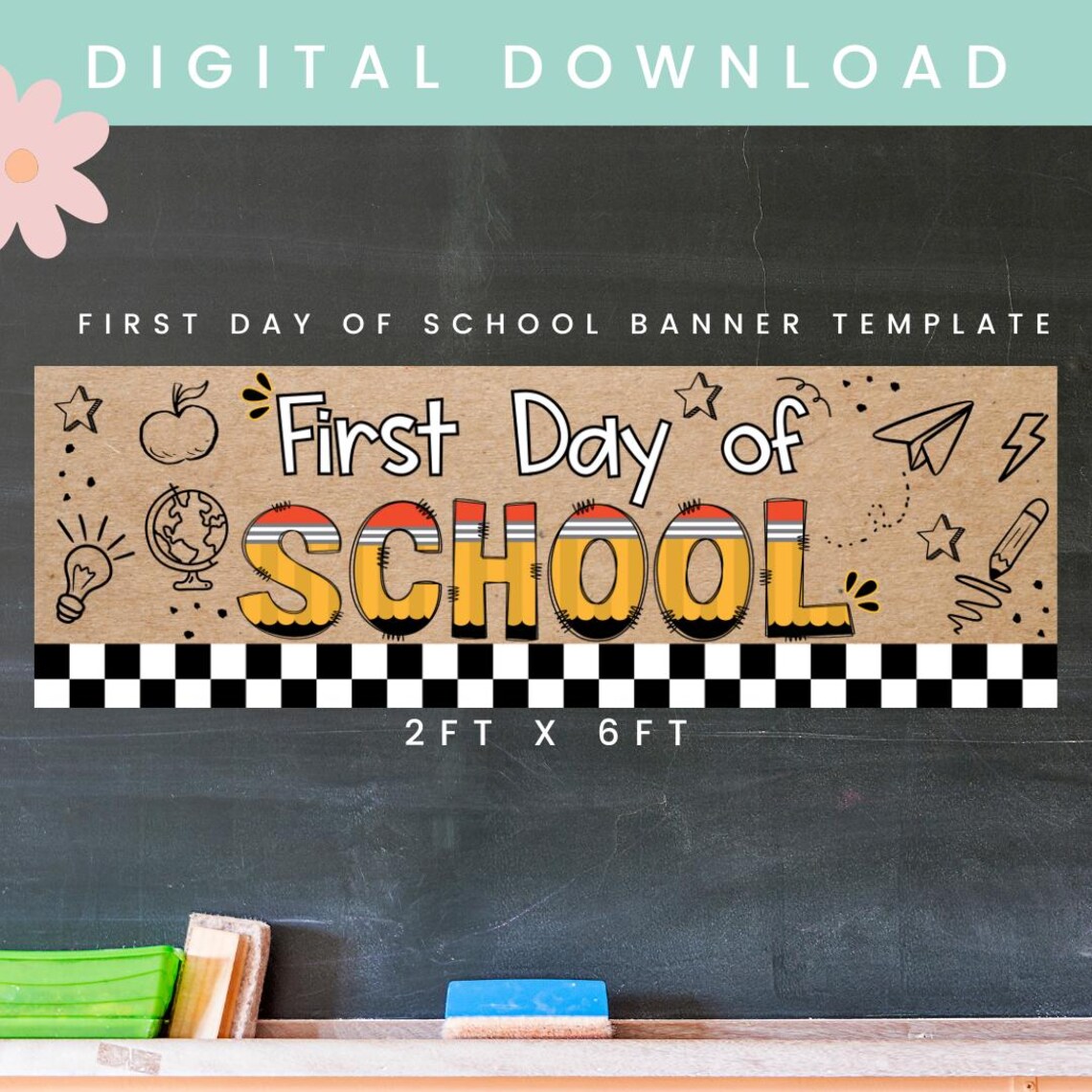 First Day of School Banner | Back to School Banner Brown Paper Banner ...