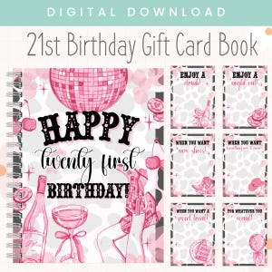Livro de cartões-presente para aniversário de 21 anos para meninas | Presente de aniversário para adultos | Presente de Natal para adultos | Porta-cartão-presente | Aniversário da Cowgirl Coquette