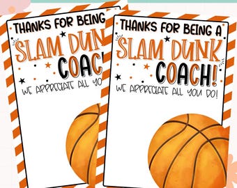 Printable Basketball Coach Gift Card Holder | Coach Appreciation Gift | Basketball Coach Gift | End of Season Gift | Game Day Gift