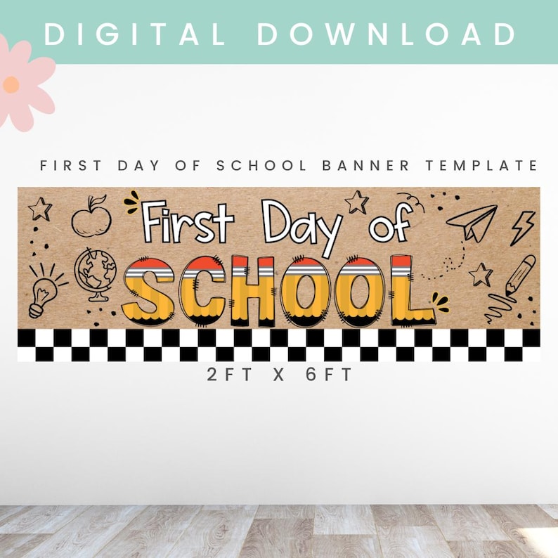First Day of School Banner | Back to School Banner Brown Paper Banner ...