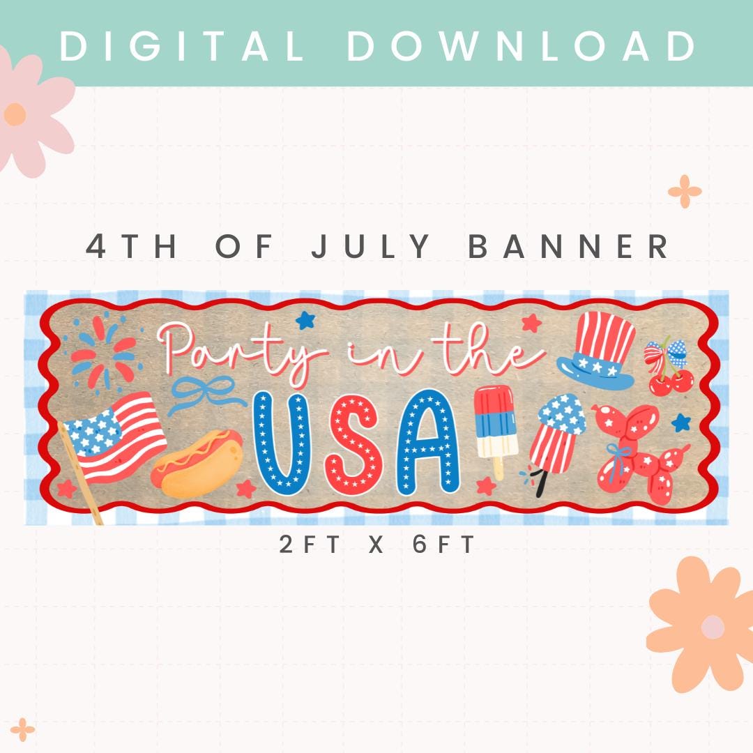 4th of July Banner | Banner PNG | Independence Day Banner | Painted Brown Paper Banner | 4th of July Party Sign