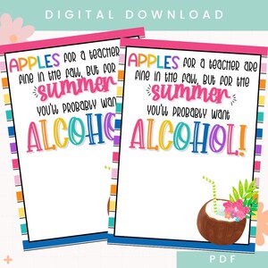 Porta-cartão-presente para bebidas de verão para professores | Cartão-presente para bebidas alcoólicas | Férias de verão | Último dia de aula | Fim do ano letivo