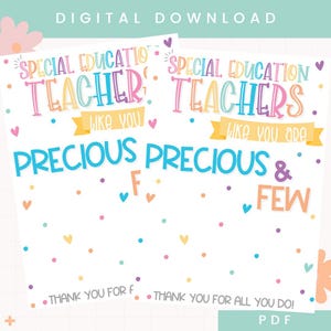Carte-cadeau imprimable pour enseignants d'éducation spécialisée | Cadeau de remerciement pour professeur de vitesse | Cadeaux d'appréciation pour l'éducation spéciale