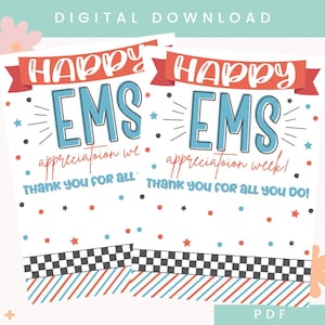 印刷可能なEMS感謝ギフトカードホルダー | EMT感謝週間ギフト | EMSサンキューカード | 救急隊員 | 救急救命士 | 救助隊員