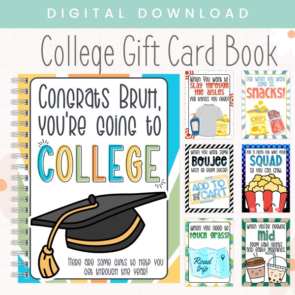 Printable Funny College Gift Card Book | College Gift Card Photo Album Pages | Graduation Gift | College Drop Off Gift