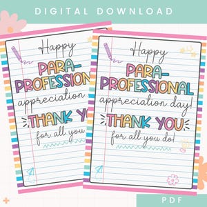 Printable Paraprofessionelle Wertschätzung Geschenkkartenhalter | Absatz Wertschätzung Woche Geschenk | Paraprofessionelle Dankeskarte
