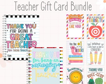 Printable Teacher Gift Card Holder Bundle | Teacher Appreciation Gift | End of Year Teacher Gift | Teacher Gift Card Holders Printables