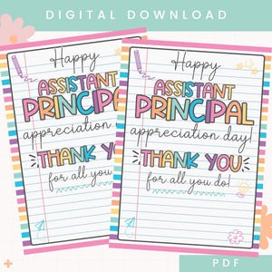 Printable Assistant Principal Appreciation Gift Card Holder | Assistant Principal Appreciation Week Gift | Assistant Principal Thank You