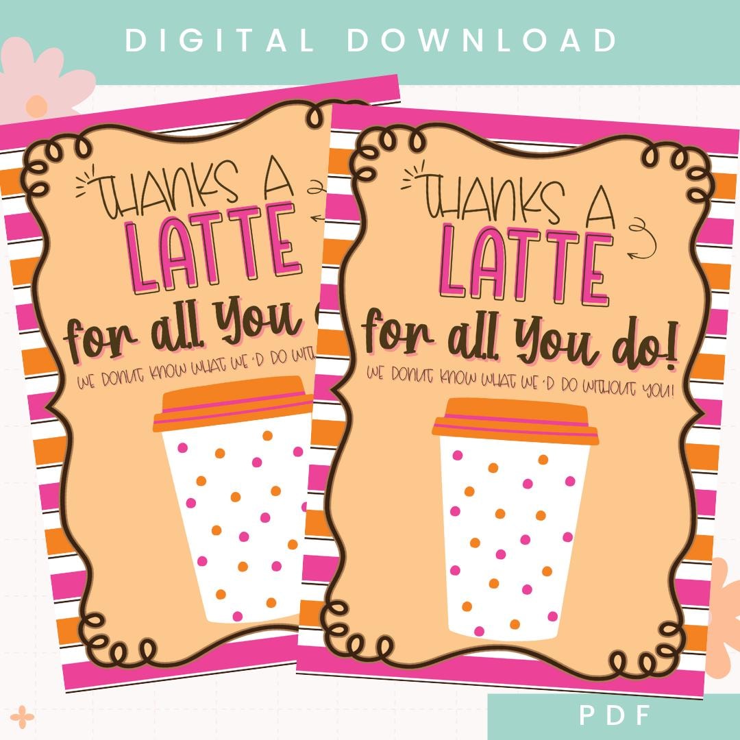 Printable Dunkin Thank You Gift Card Holder Teacher Appreciation
