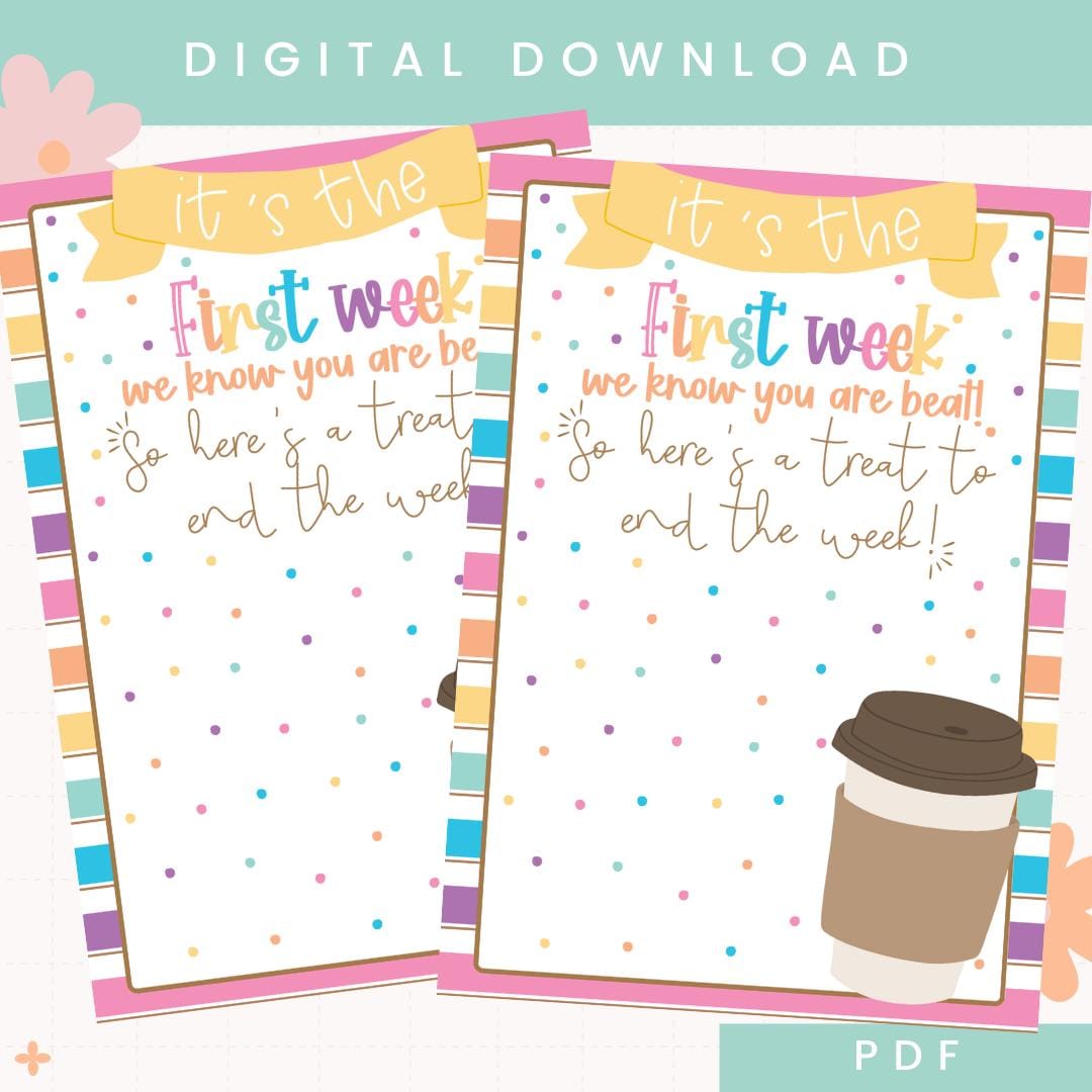 Printable Coffee Teacher Back to School Gift Card Holder | First Week ...