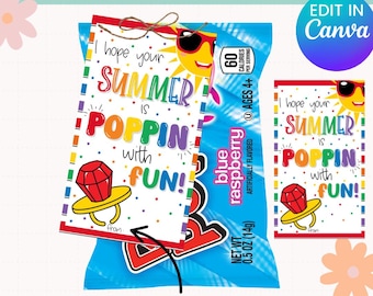 Printable Candy Ring Summer Gift Tags | Editable Gift Tag | End of the School Year | Last Day of School | Hope your summer is Poppin