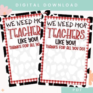 Printable Chicken Thank You Gift Card Holder | Teacher Appreciation | Administrative Professionals Day | We Need Mor Teachers Like You
