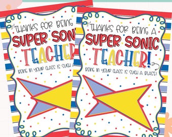 Printable Sonic Teacher Appreciation Gift Card Holder | Teacher Appreciation Week Gift | Teacher Thank You Card |Teacher Appreciation Card