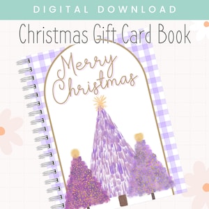 Afdrukbaar Merry Christmas-cadeaubonboek | Kerstcadeaukaarthouder | Collegecadeau | Kerstcadeau volwassenen en tieners | Roze kerst