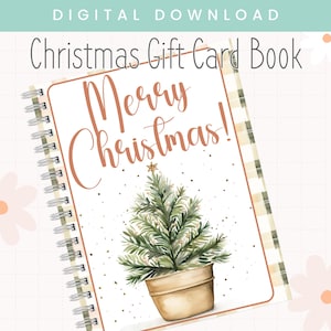 Printable Frohe Weihnachten Geschenk Karte Buch | Weihnachtsgeschenk-Kartenhalter | Weihnachtsgeschenk für Erwachsene und Jugendliche | Boho Neutrale Weihnachten