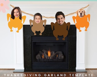 Turkey Garland Template | Turkeys DIY Garland | Friends Turkey Garland | Family Turkey Garland | Put Your Face on a Turkey | Turkey SVG