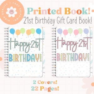 Printed Happy 21st Birthday Gift Card Book | 21st Birthday Gifts | Adult Gift Card Book | Birthday Gift Card Book