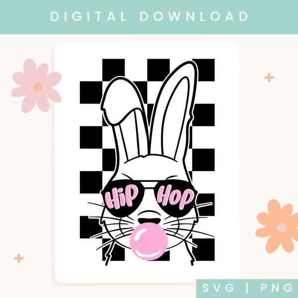 Hip Hop Bunny SVG | Easter SVG for T-Shirts | Funny Easter SVG | Cute Easter svg | Easter Cricut svg