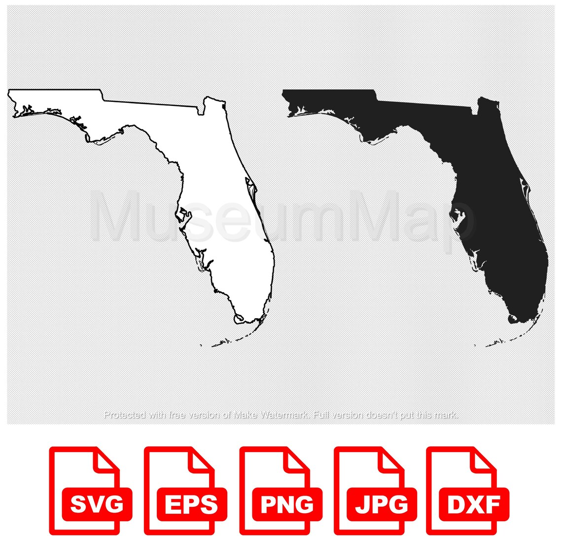 Florida Map Svg Outline Includes Svg Eps Png Jpg Dxf Files - Etsy