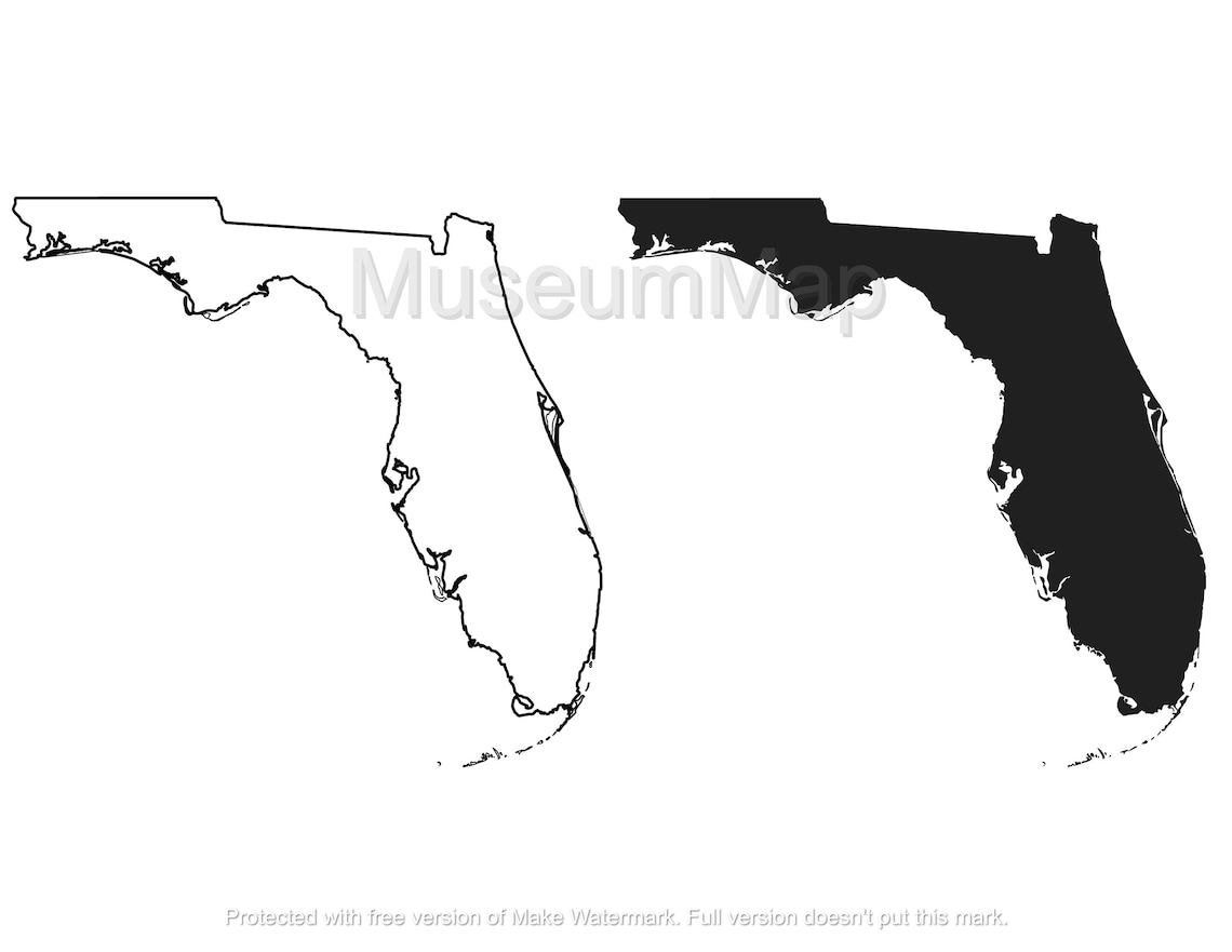 Florida Map Svg Outline Includes Svg Eps Png Jpg Dxf Files - Etsy