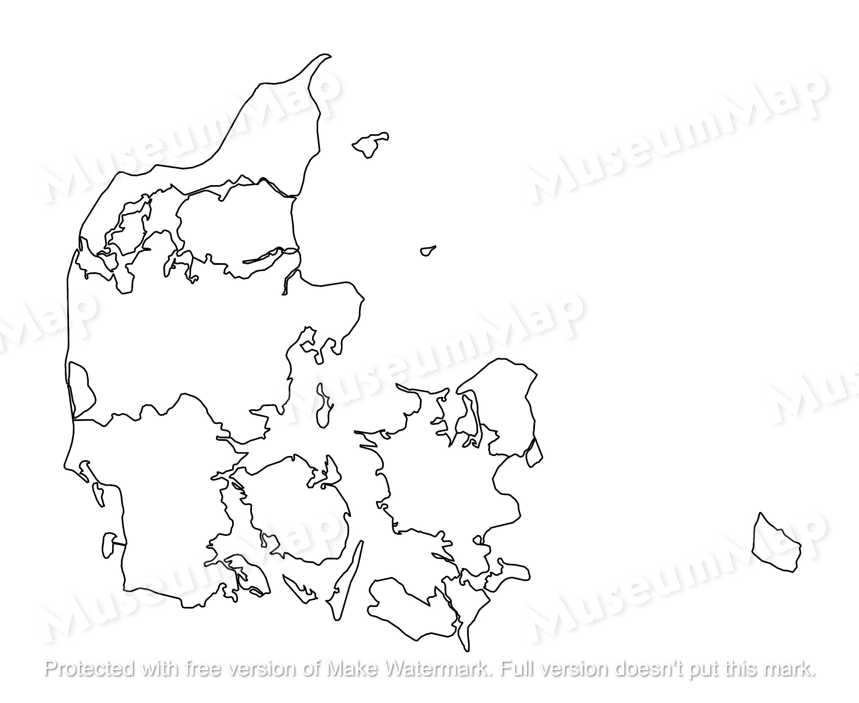 Denmark Map Svg Outline Includes Svg Eps Png Jpg Dxf File Etsy