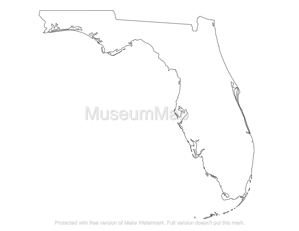 Florida Map Svg Outline Includes Svg Eps Png Jpg Dxf Files - Etsy