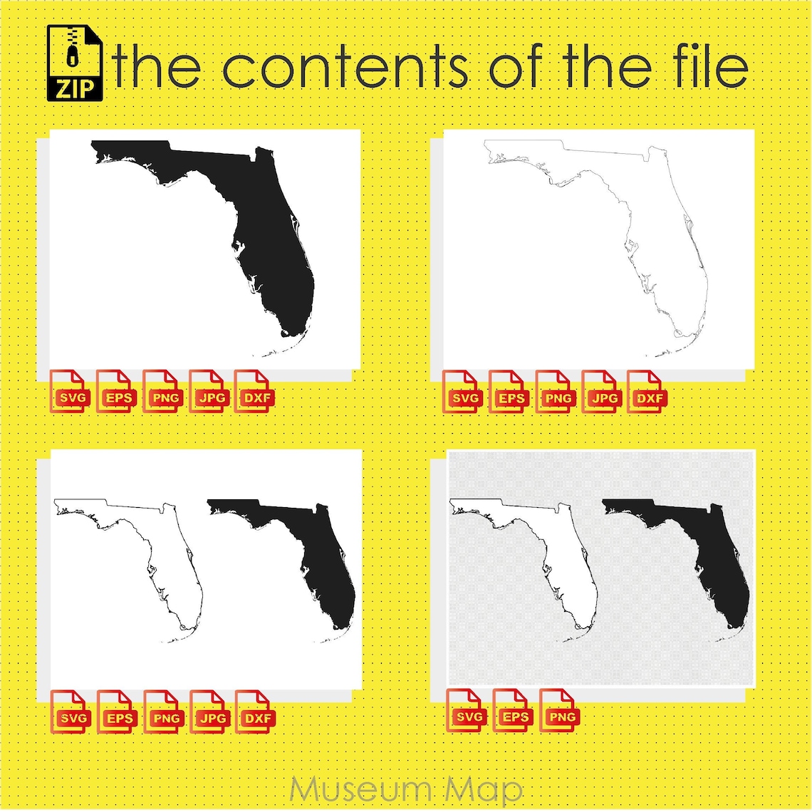 Florida Map Svg Outline Includes Svg Eps Png Jpg Dxf Files - Etsy
