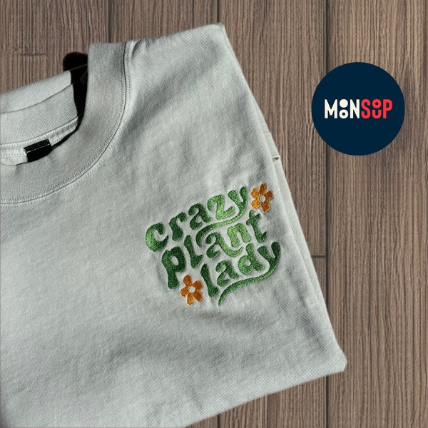 T-Shirt Plant Lover Gift for Plant Mom Tee Botanical Gardening Shirt Floral Garden T Shirt Oversized Crazy Plant Lady Embroidered T-Shirt