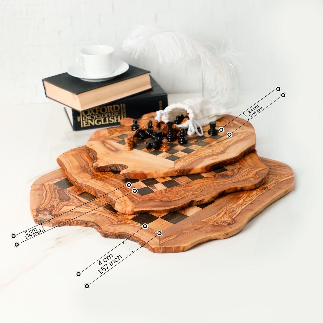 Rustic Chess Roll Handmade Rustic Olive Wood Chess Set | Elegant Wooden Chess Board ...