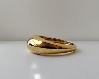 14k/18k Solid Gold Dome Ring: Chunky Statement Band, Stackable Elegance