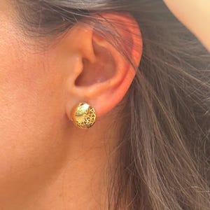 18Kゴールドボタンピアス｜ラウンドドームスタッドピアス