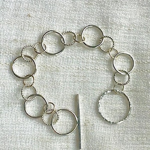 Sterling Silver Circle Link Bracelet, handmade Bracelet