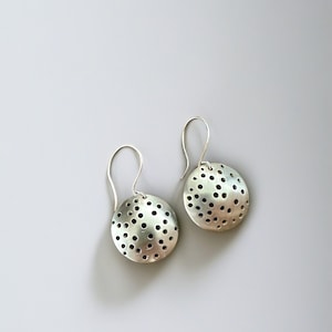 Astra silver drop Earrings, handmade silver drop earrings, domed shape earrings, perfect gift for her