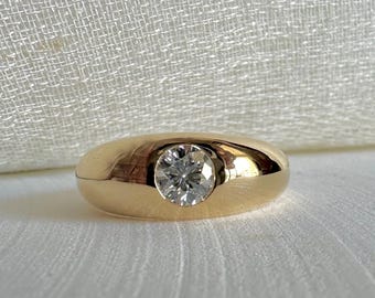 18K Dome Diamond Ring | Chunky Diamond Ring | Lab Diamond Ring