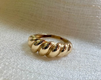 Croissant Ring | Chunky Gold Ring | Twisted Ring made to order in 14k and 18k solid gold